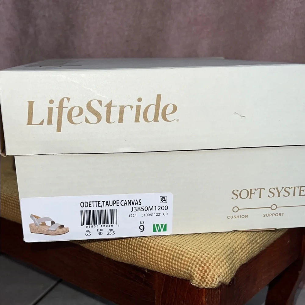 Life Stride Women's Taupe Wedge Sandals - Picture 7 of 7